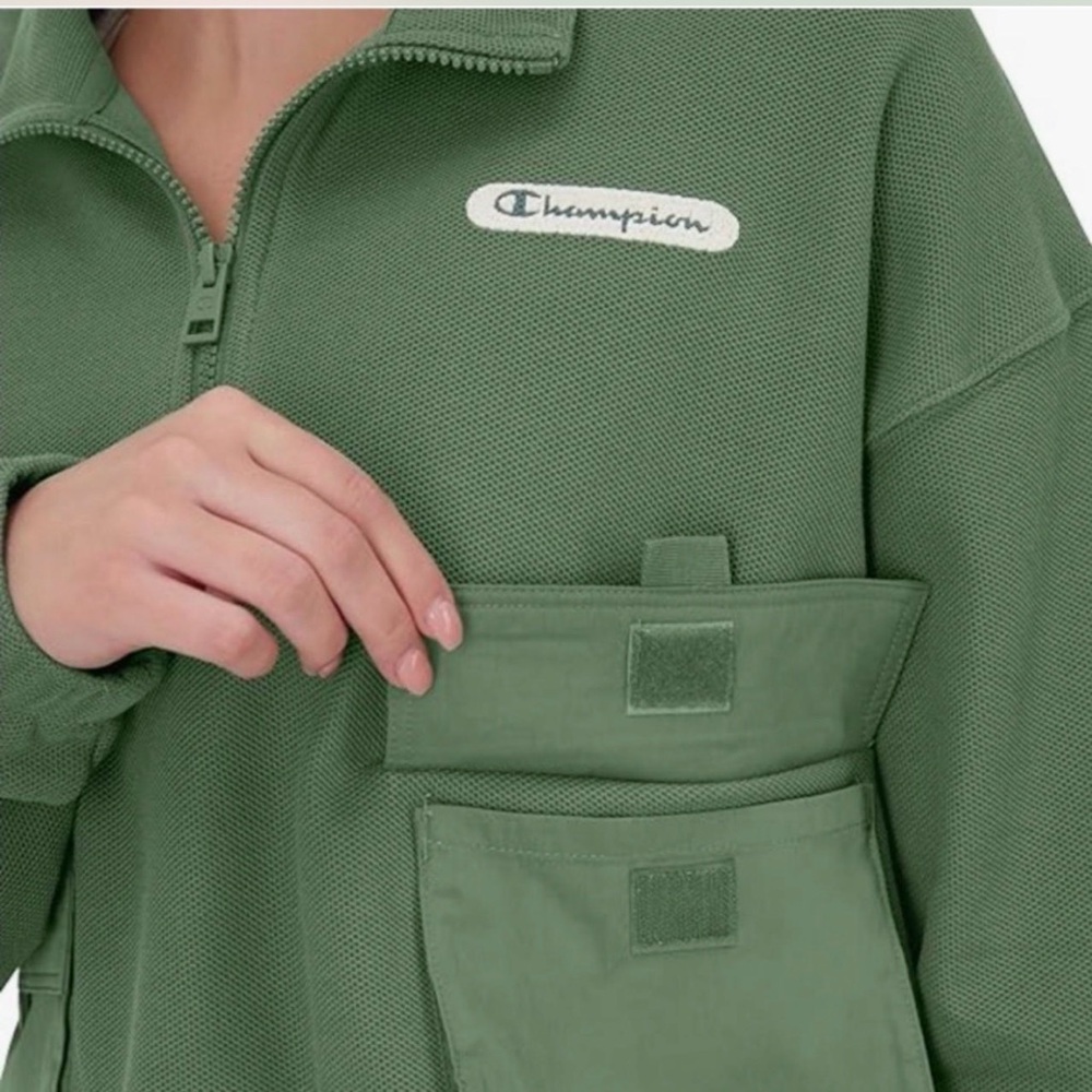 Champion Olive Green Zip-Up Jacket and cargo pants set